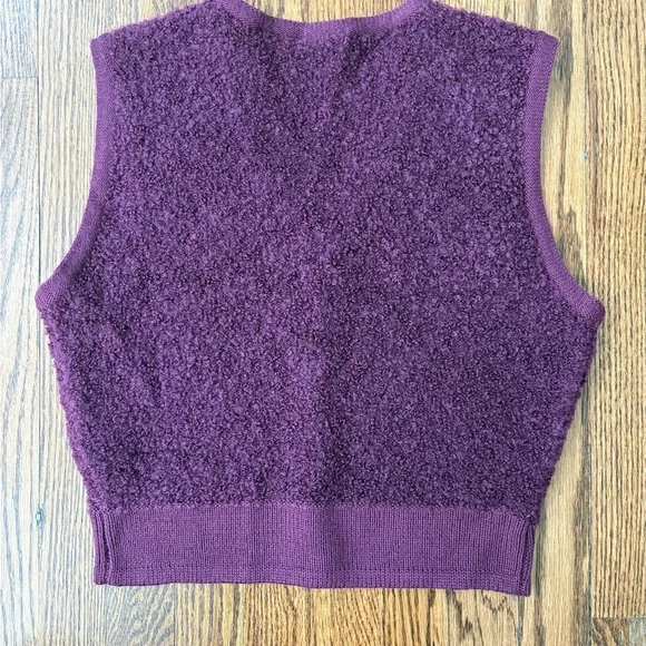 Liz Claiborne Deep Plum Textured V-Neck Button Sweater Vest - Picture 2 of 6